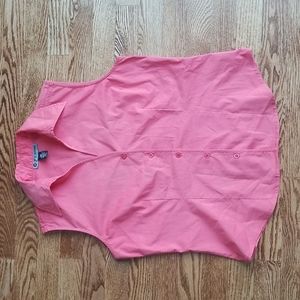 (S) Option Elle Button Up Collared Cotton Blend Tank Top Business Casual Office